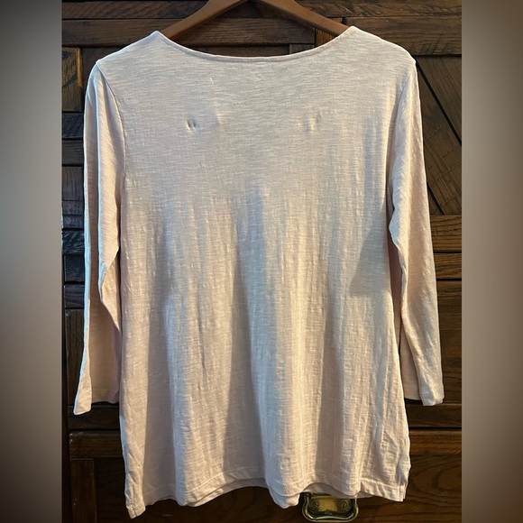 NWT Loft V-Neck Cotton Lemon Embroidered quarter Sleeve Top Sz M - Picture 2 of 7